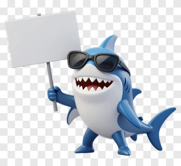 Cartoon Shark With Sunglasses Holding Sign PNG
