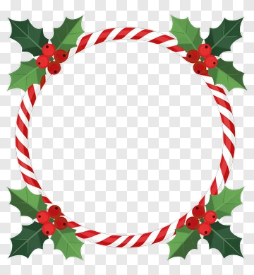 Candy Cane Holly Frame PNG