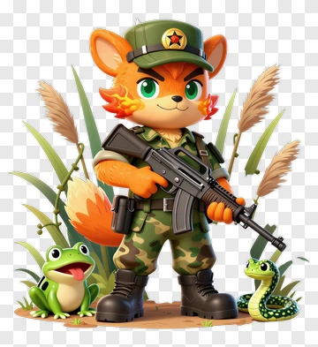 Fox Soldier With Frog And Snake PNG