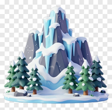 Snowy Mountain With Pine Trees PNG