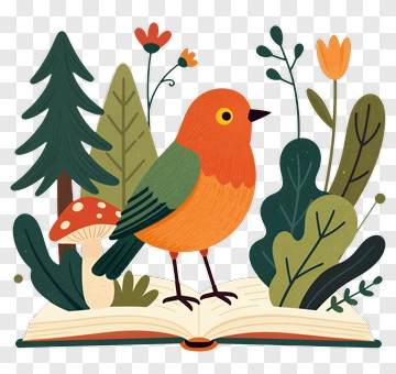 Bird Perched On Open Book PNG
