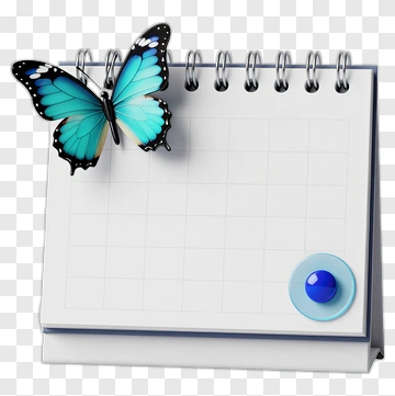 Blue Butterfly On Calendar PNG