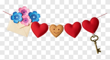 Heart Garland With Flowers And Key PNG