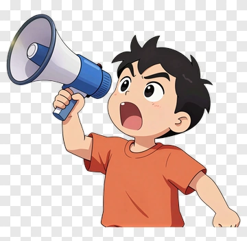 Boy Holding Megaphone PNG