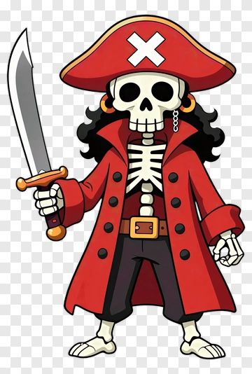Skeleton Pirate In Red Coat PNG