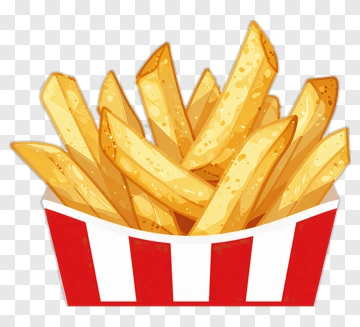Golden Fries In Red White Basket PNG