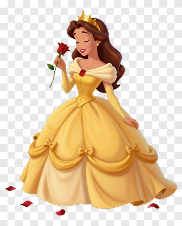 Belle Holding A Rose PNG