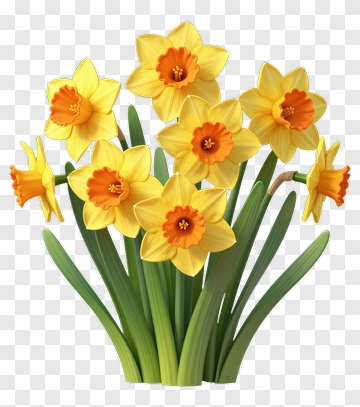 Yellow Daffodil Bouquet In Spring PNG