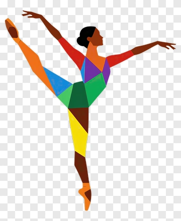 Ballerina In Geometric Color Pattern PNG