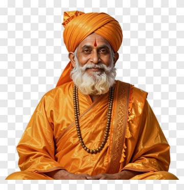 Sikh Guru In Orange Robes PNG