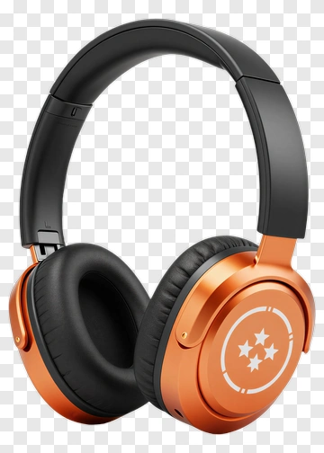 Orange And Black Over-Ear Headphones PNG