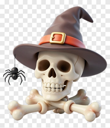 Skull Wearing Witch Hat PNG