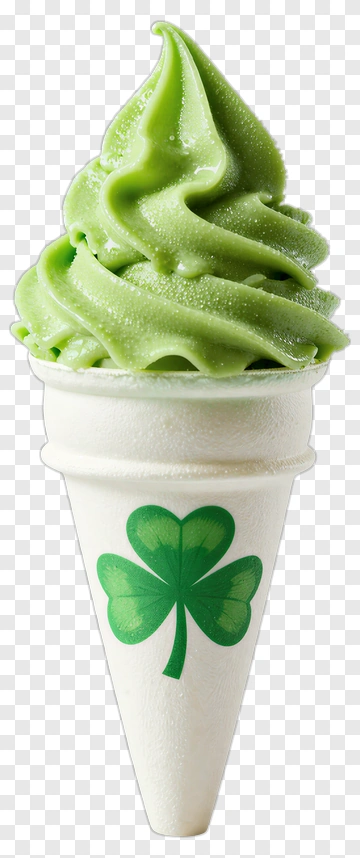 Green Soft Serve Ice Cream With Shamrock PNG
