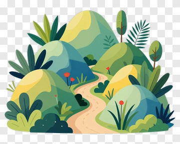 Colorful Mountain Path With Plants PNG