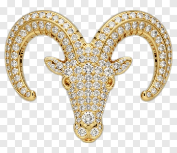 Golden Ram Brooch With Diamonds PNG