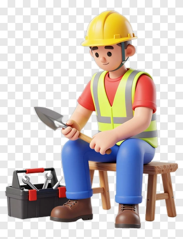 Construction Worker With Tools PNG