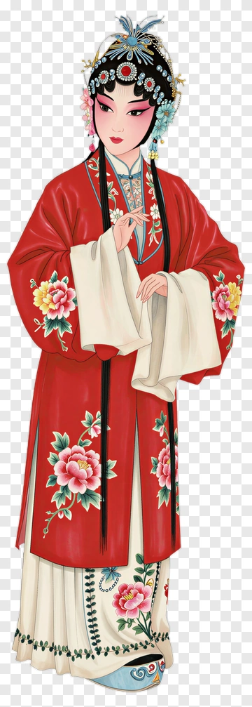 Peking Opera Actress In Red Costume PNG