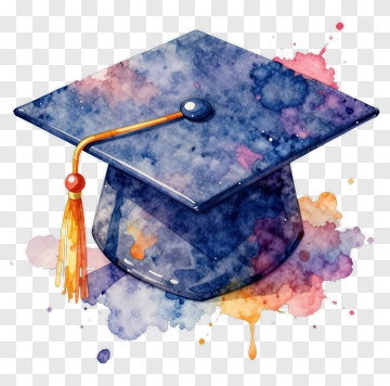 Watercolor Graduation Cap With Colorful Splashes PNG