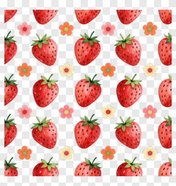 Watercolor Strawberry And Flower Pattern PNG