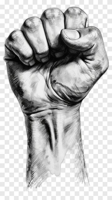 Pencil Sketch Of A Raised Fist PNG