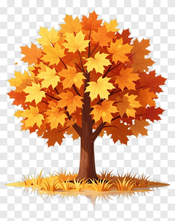 Autumn Maple Tree With Falling Leaves PNG