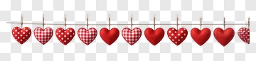 Red Felt Hearts Hanging On String PNG