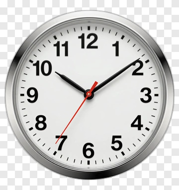 Silver Wall Clock With Black Numbers PNG