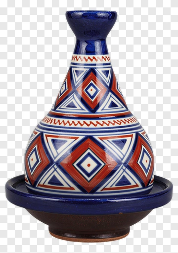Ceramic Pot With Geometric Design PNG