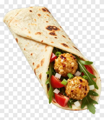 Falafel Wrap With Fresh Vegetables PNG