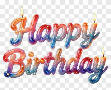 Happy Birthday With Glowing Candles PNG