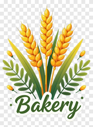 Bakery Logo With Wheat And Leaf Design PNG