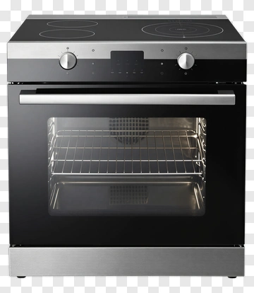 Modern Stainless Steel Oven With Induction Cooktop PNG