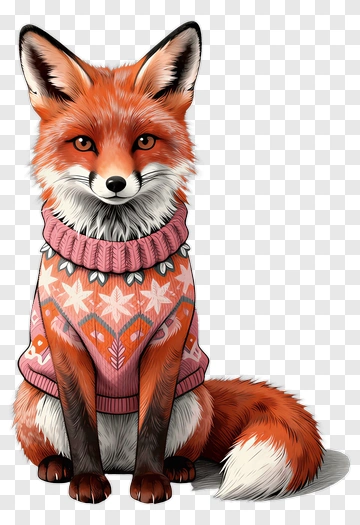 Fox In A Pink Sweater PNG