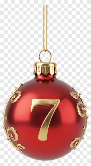 Red Christmas Ornament With Number Seven PNG