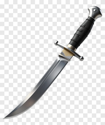 Silver Knife With Black Handle PNG
