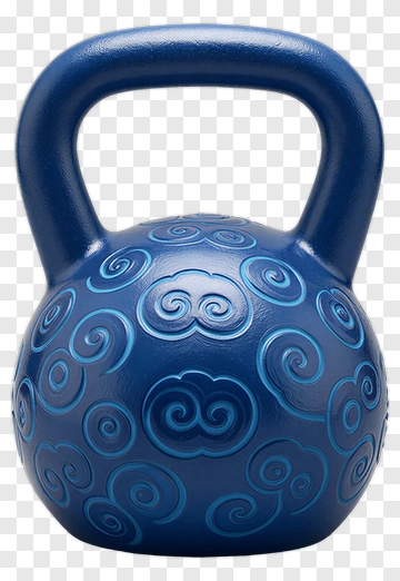 Blue Kettlebell With Cloud Pattern PNG