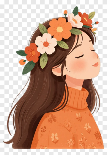 Girl With Flower Crown PNG
