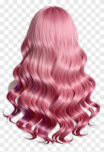 Pink Wavy Hair With Purple Highlights PNG
