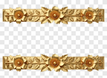 Golden Floral Border Design PNG