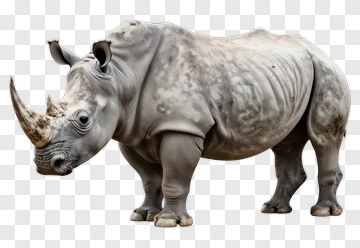 Rhino With Horn Standing PNG