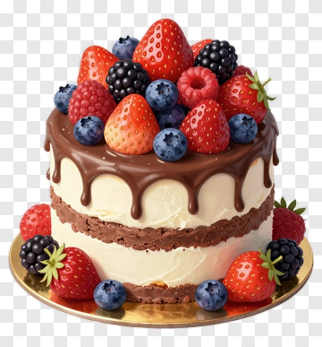 Chocolate Cake With Fresh Berries PNG
