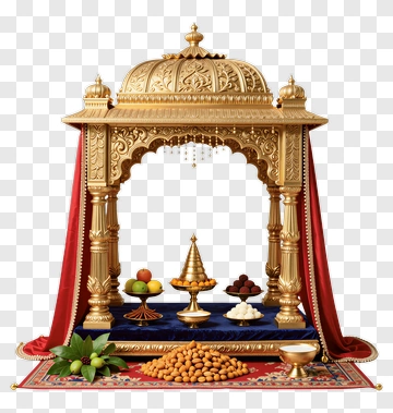 Golden Altar With Offerings PNG