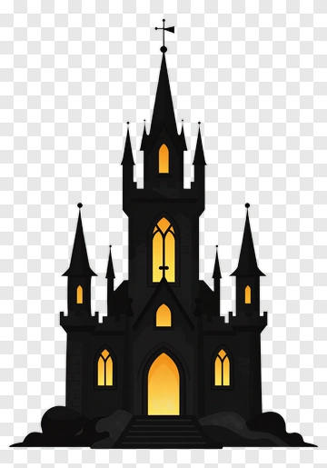 Gothic Castle With Illuminated Windows PNG