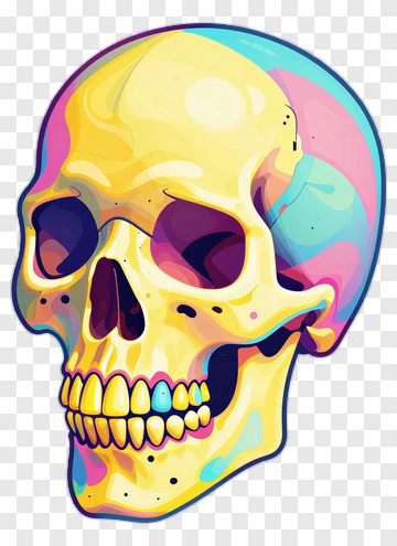 Colorful Cartoon Skull PNG