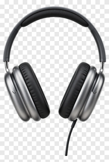 Silver And Black Over-ear Headphones PNG