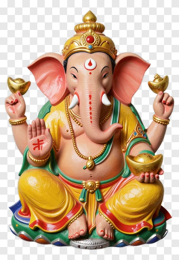 Ganesha Statue With Sacred Symbols PNG