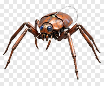 Mechanical Spider With Blue Eyes PNG