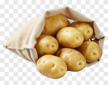 Fresh Potatoes In A Linen Bag PNG