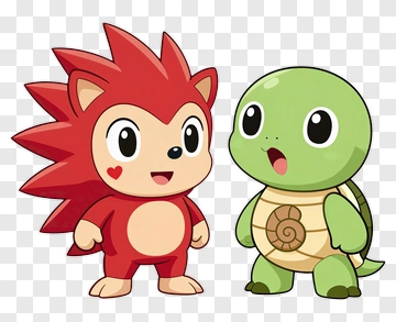 Red Hog And Green Turtle PNG