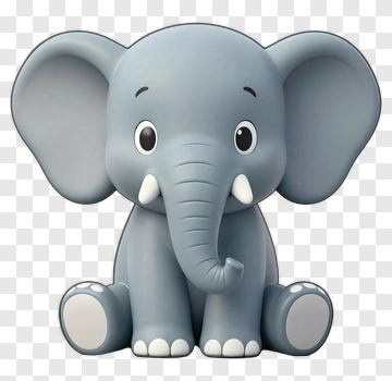 Cute Gray Elephant PNG